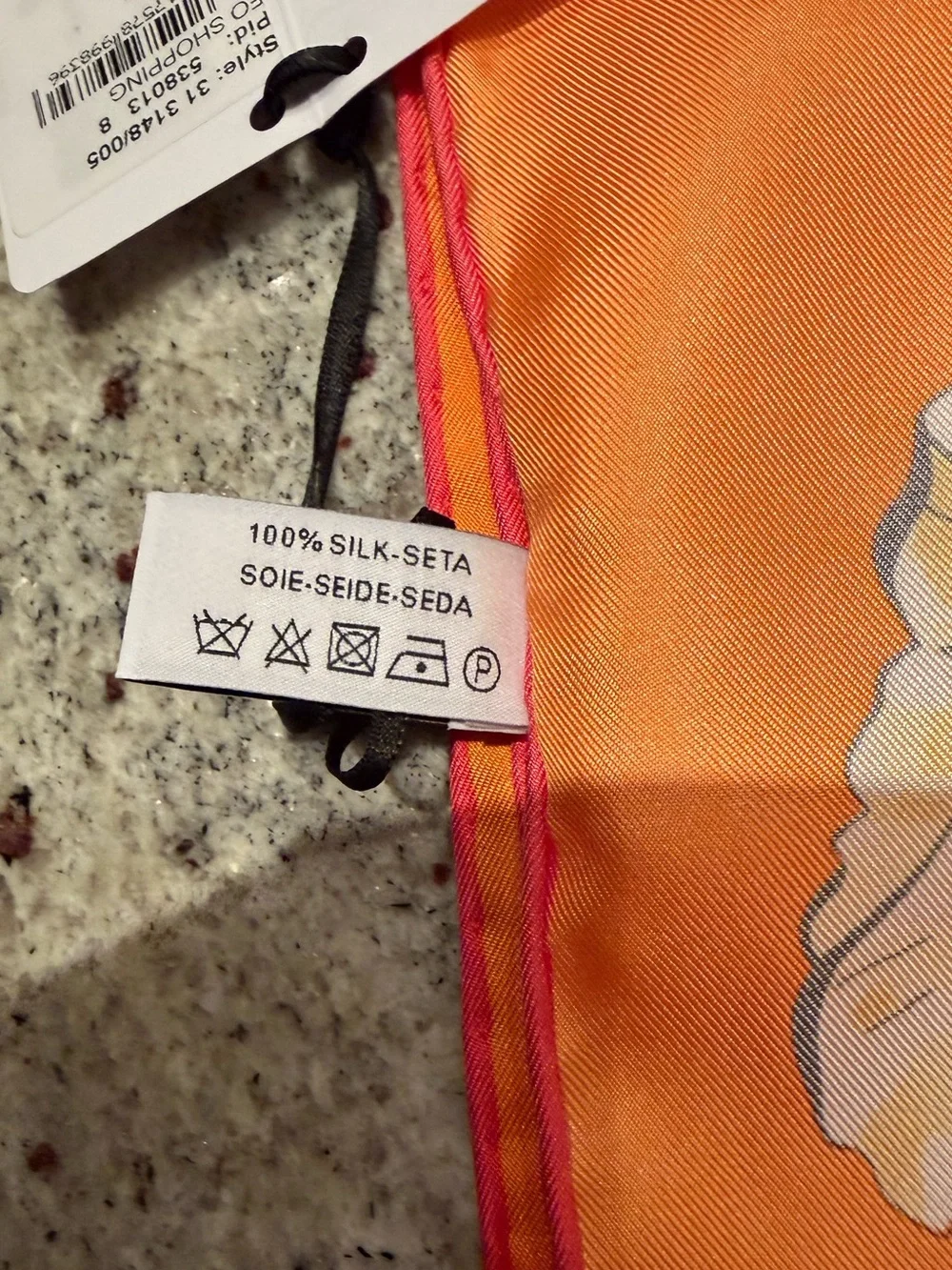 Salvatore Ferragamo 100% Silk Floral Handbag Print Scarf Orange Pink